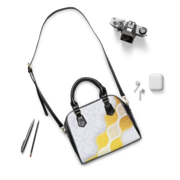 Geometric Gold Wave Shoulder Handbag - Picture 2 of 3